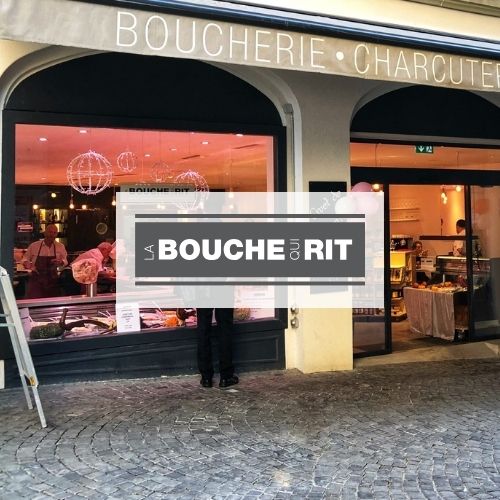Boucherie Charcuterie à Lausanne, distributeur de champagne Dragon des Alpes