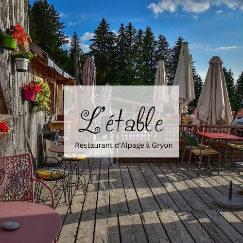 Terrasse du restaurant L’Étable à Gryon, point de vente Dragon des Alpes